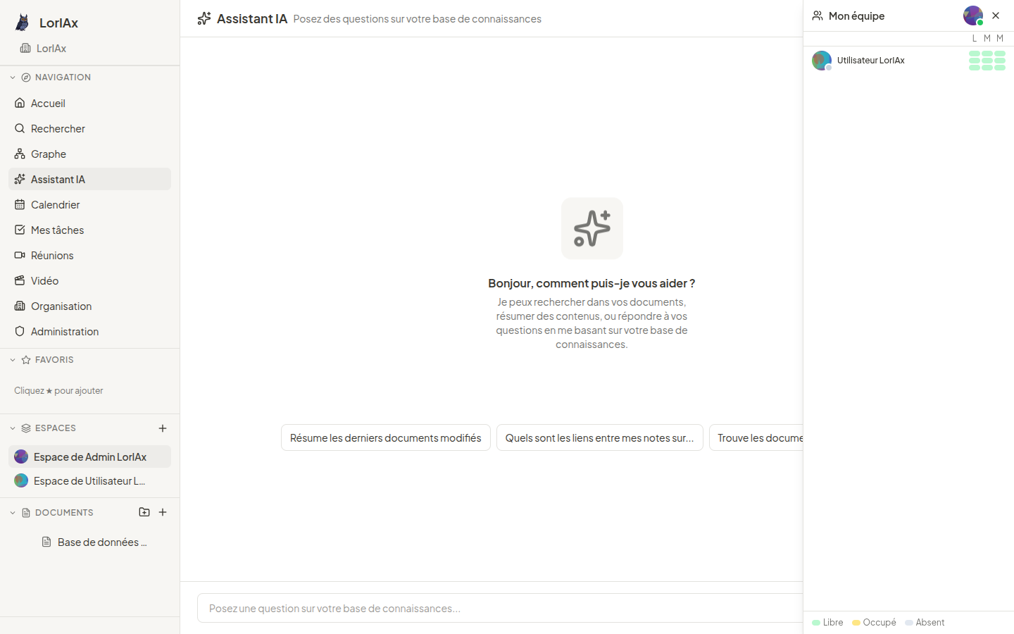 Assistant IA avec recherche RAG dans la base de connaissances